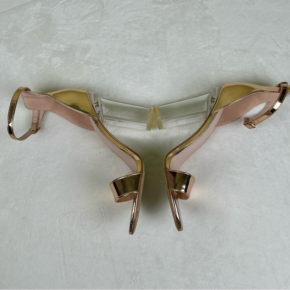 Charlotte Russe Heels Rose Gold Strappy Lucite Heels sz. 8